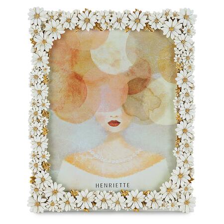 Henriette Cornice Portafoto Millefiori Bianco/Oro - collezione Ostuni, cm 25x30,5 (20x25)