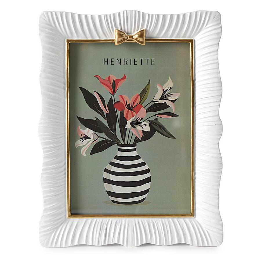 Henriette Cornice Portafoto Golden Bow Bianco/Oro - collezione Ostuni, cm 18x23,5 (13x18)