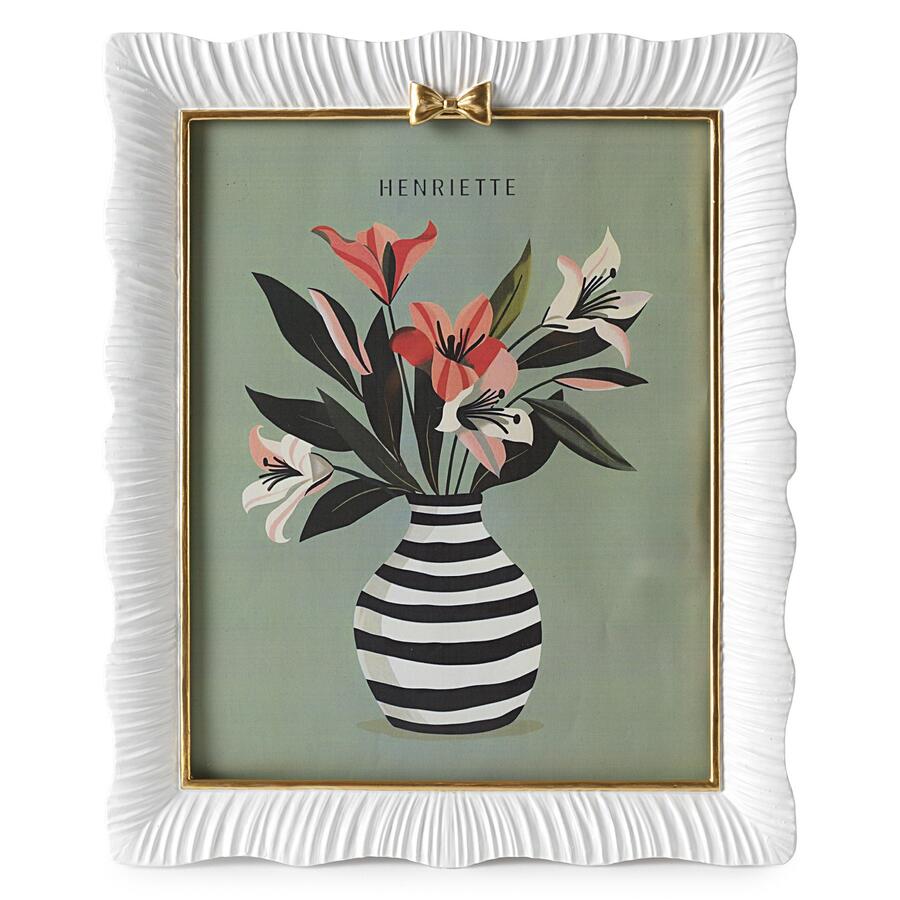 Henriette Cornice Portafoto Golden Bow Bianco/Oro - collezione Ostuni, cm 25,5x31 (20x25)