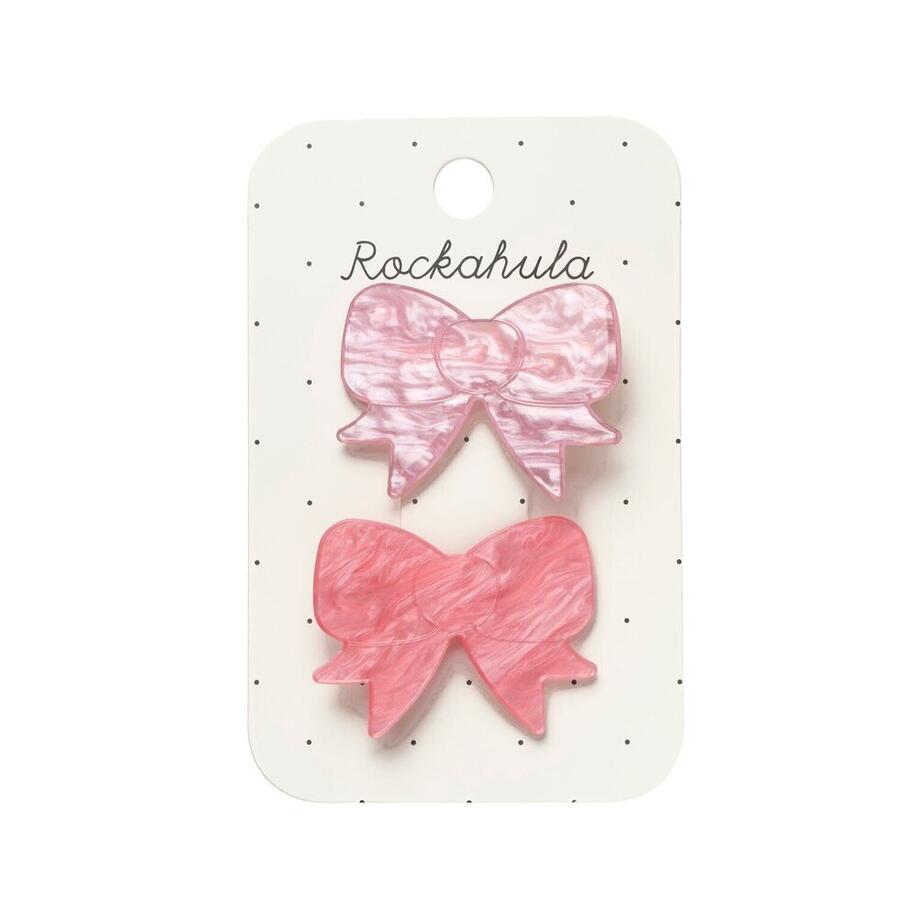 Fermagli con Fiocchi Rosa in Acetato Perlato - Rockahula Kids