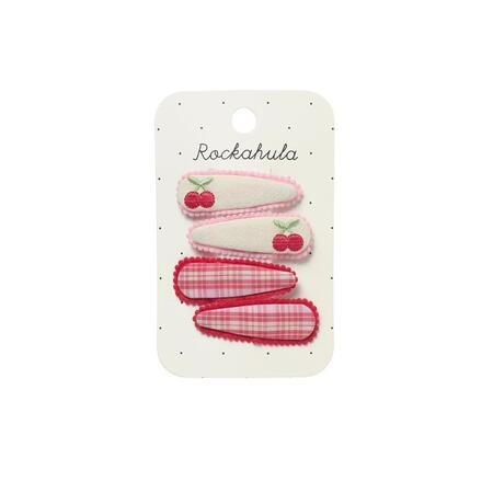 Set 4 Fermagli Ciliegia e Quadretti Rosa - Rockahula Kids