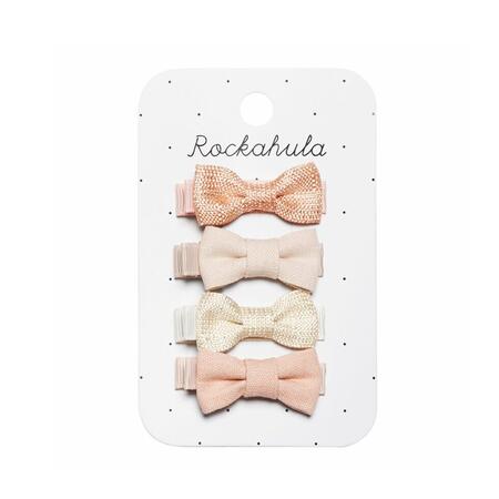 Set 4 Fermagli con Fiocchi in Lino Rosa - Rockahula Kids