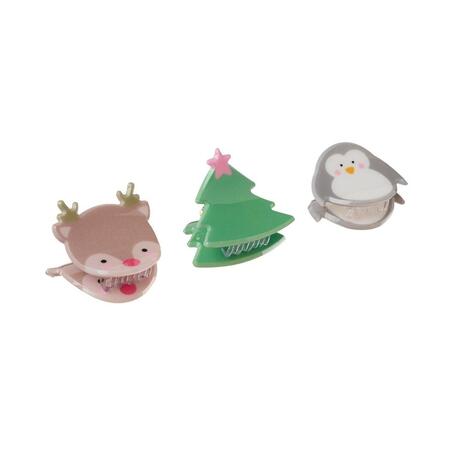 Set 3 Pinze per Capelli Natalizie Renna, Pinguino e Albero - Rockahula Kids