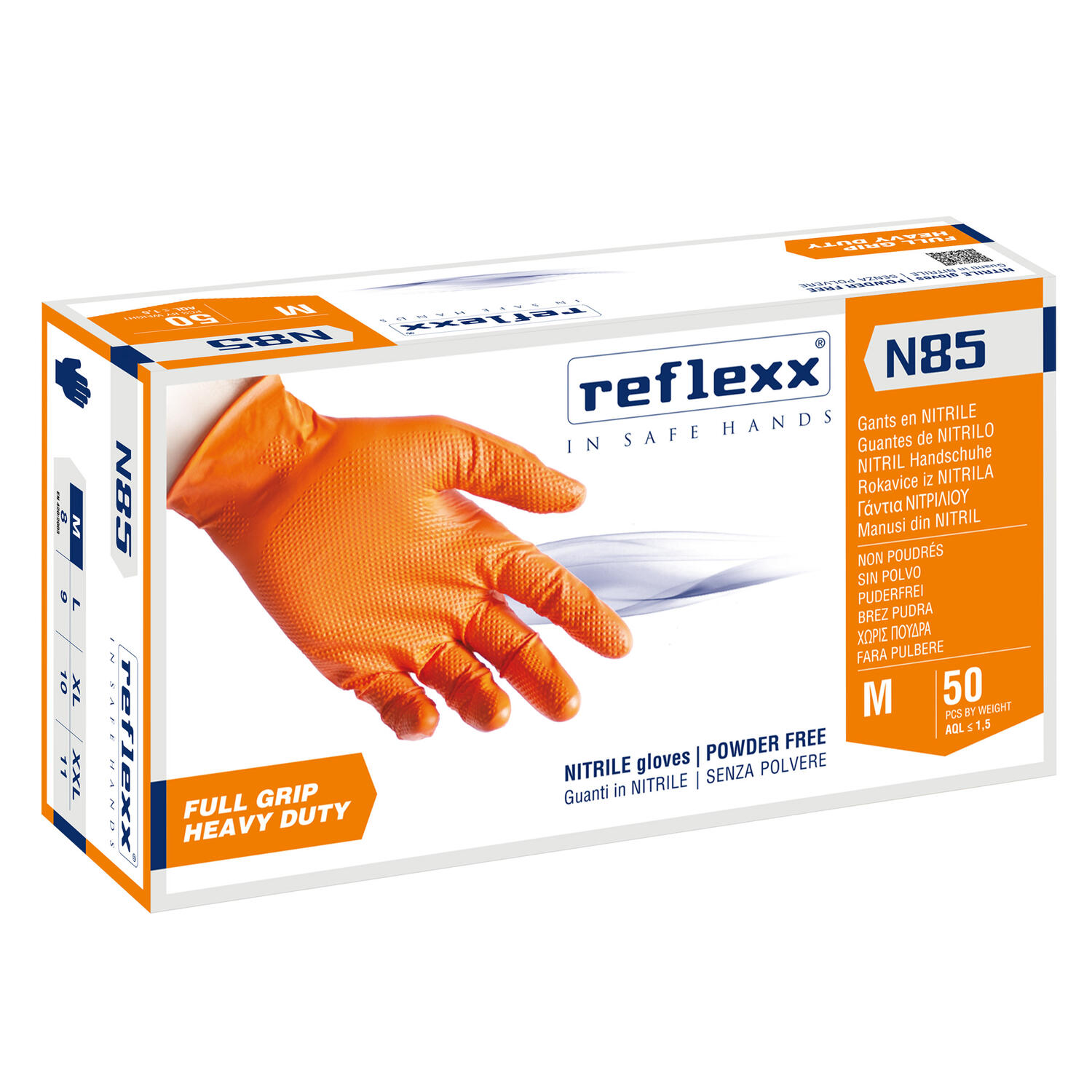 Guanti in Nitrile N85 Ultra Resistenti Arancioni REFLEXX - conf. 50 pz