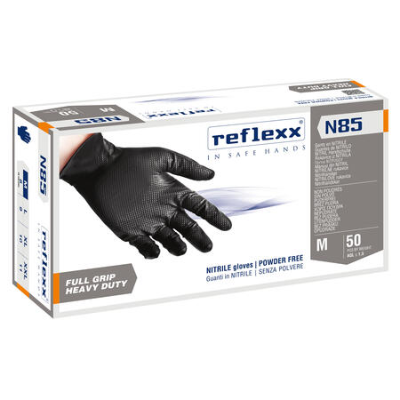 Guanti in Nitrile N85B Ultra Resistenti Neri REFLEXX - conf. 50 pz