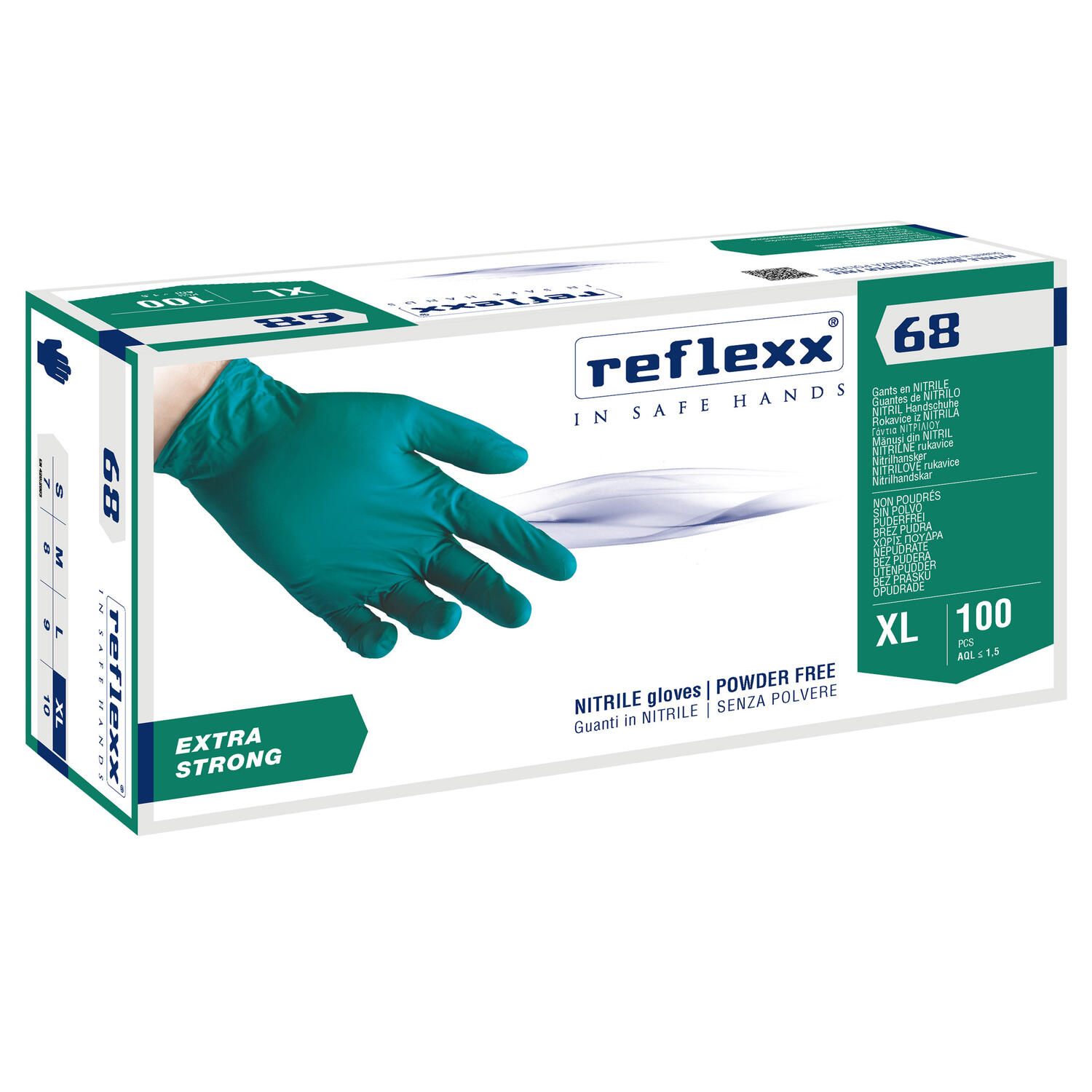 Guanti in Nitrile R68 senza Polvere Verdi  REFLEXX- conf. 100 pz