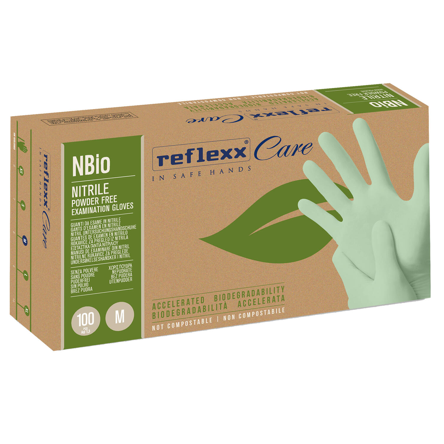 Guanti in Nitrile Bio Verde Pastello REFLEXX - conf. 100 pz