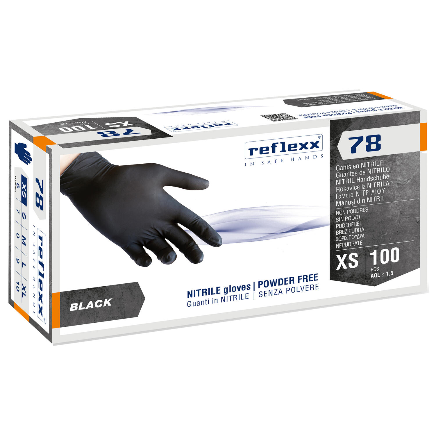Guanti in Nitrile R78 senza Polvere Neri REFLEXX - conf. 1000 pz