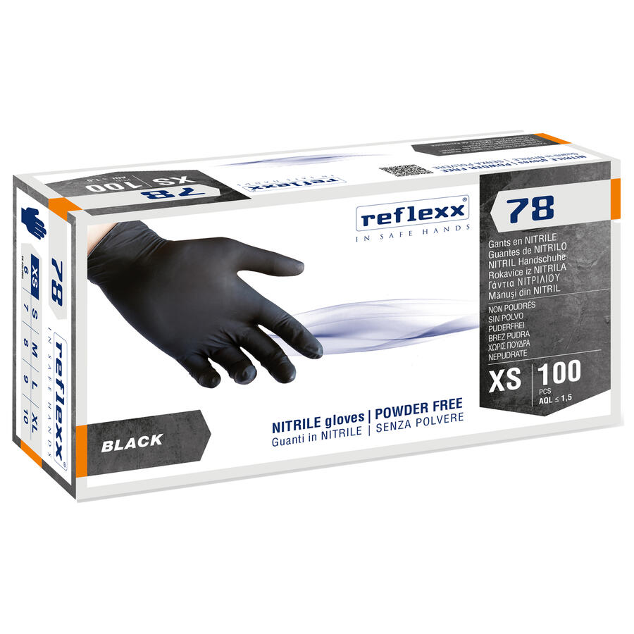 Guanti in Nitrile R78 senza Polvere Neri REFLEXX - conf. 1000 pz
