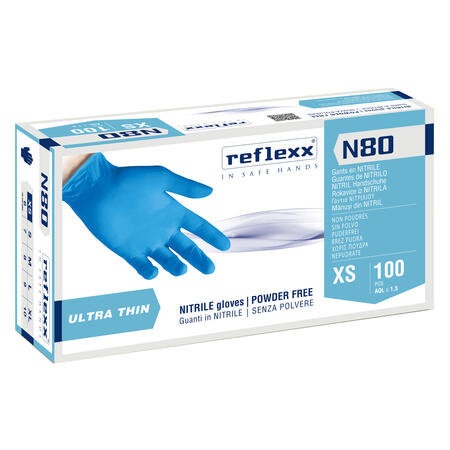 Guanti in Nitrile Ultrasottili N80B Azzurri REFLEXX - conf. 1000 pz