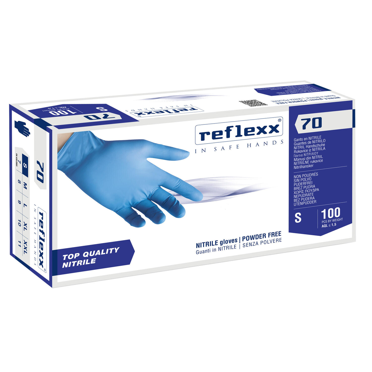 Guanti in Nitrile R70 Senza Polvere Azzurri REFLEXX - conf. 100 pz