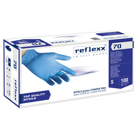Guanti in Nitrile R70 Senza Polvere Azzurri REFLEXX - conf. 100 pz