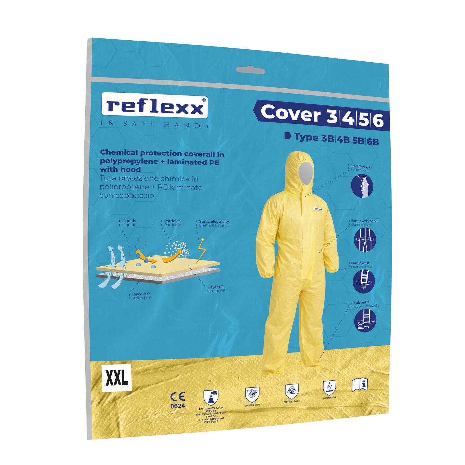 Tuta per Protezione Chimica Cover 3456 Gialla REFLEXX