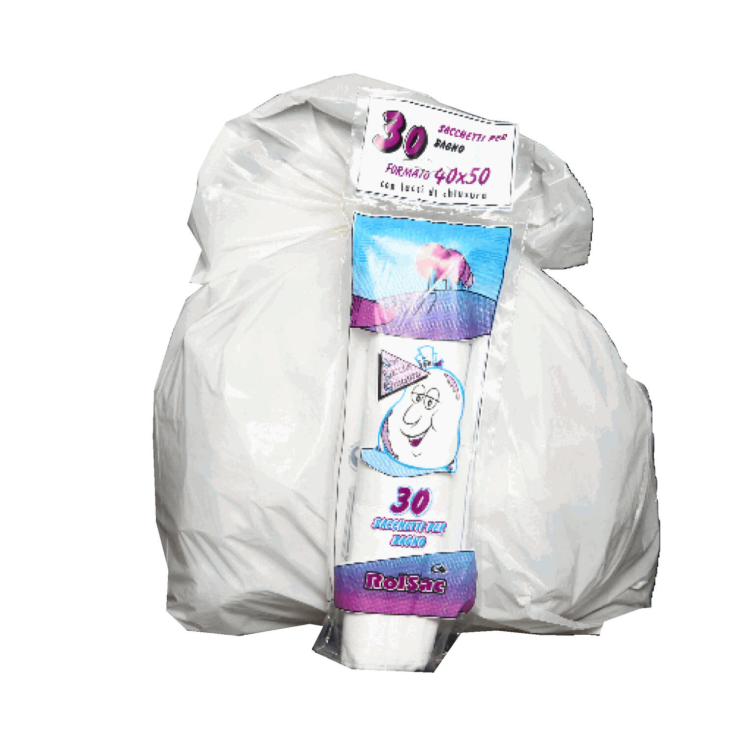 Sacchi Immondizia Bianchi da Bagno f.to 40 × 50 cm ROLSAC - conf. 30 pz