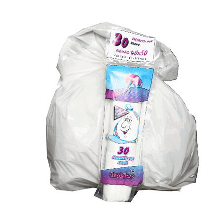 Sacchi Immondizia Bianchi da Bagno f.to 40 × 50 cm ROLSAC - conf. 30 pz