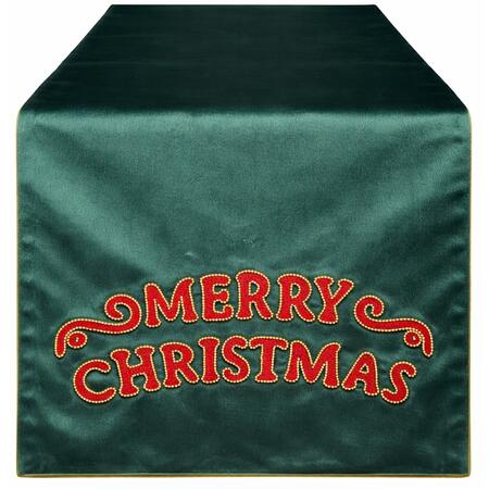 Clodette Runner da Tavola Natalizio Verde “Merry Christmas” Ricamato