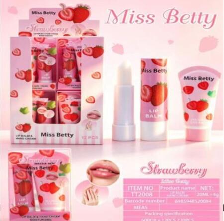 Miss Betty LipBalm+HandCream Strawberry [Conf. da 12 kit]