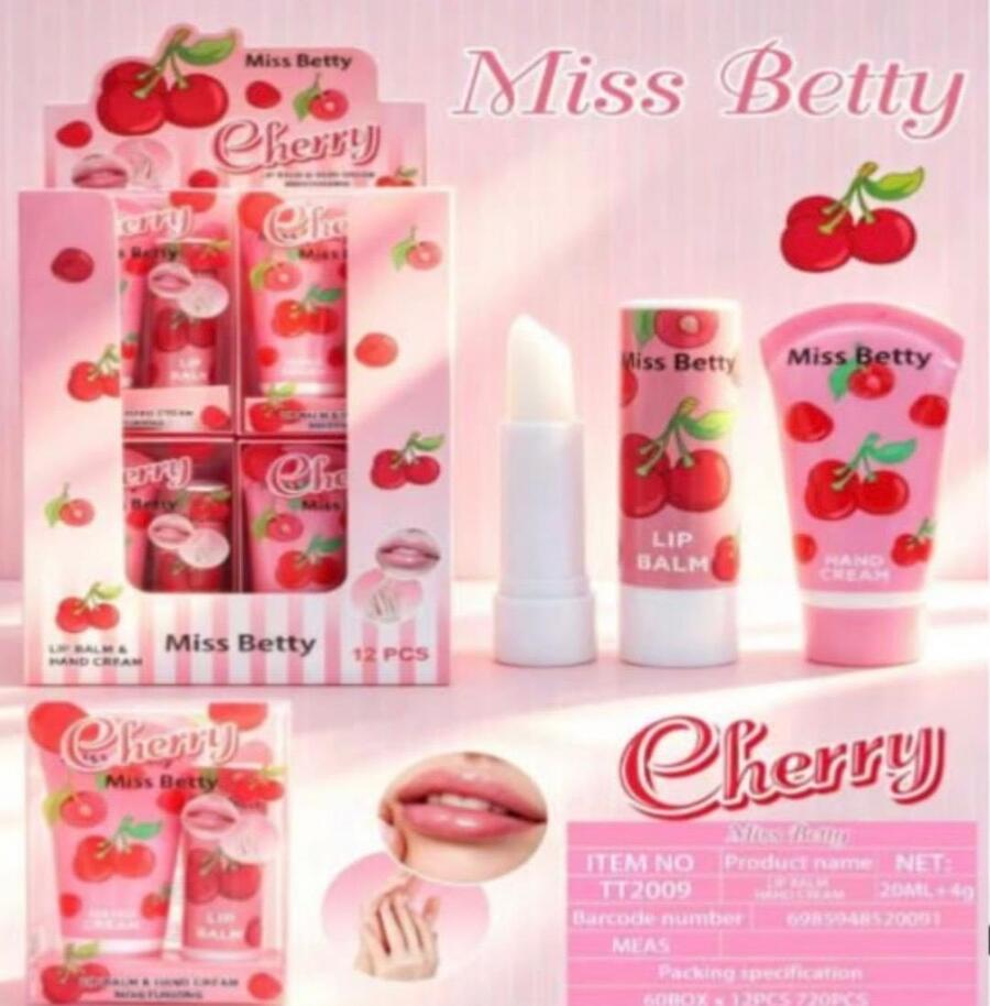 Miss Betty LipBalm+HandCream Cherry [Conf. da 12 kit]