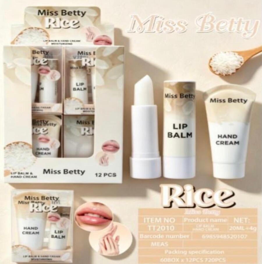 Miss Betty LipBalm+HandCream Rice[Conf. da 12 kit]