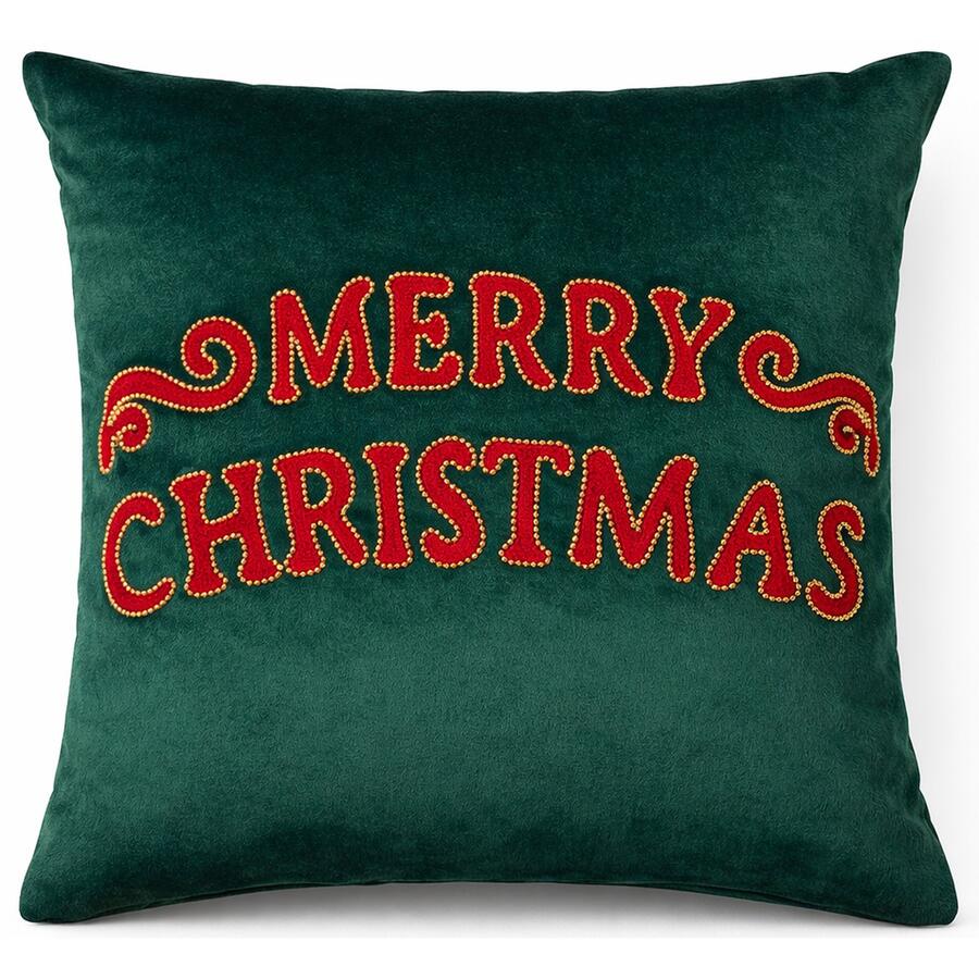 Clodette Cuscino Natalizio Verde “Merry Christmas” Ricamato