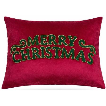 Clodette Cuscino rettangolare Natalizio Rosso “Merry Christmas” Ricamato