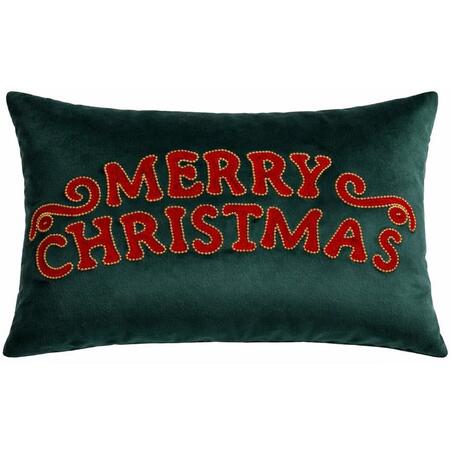 Clodette Cuscino Rettangolare Natalizio Verde “Merry Christmas” Ricamato