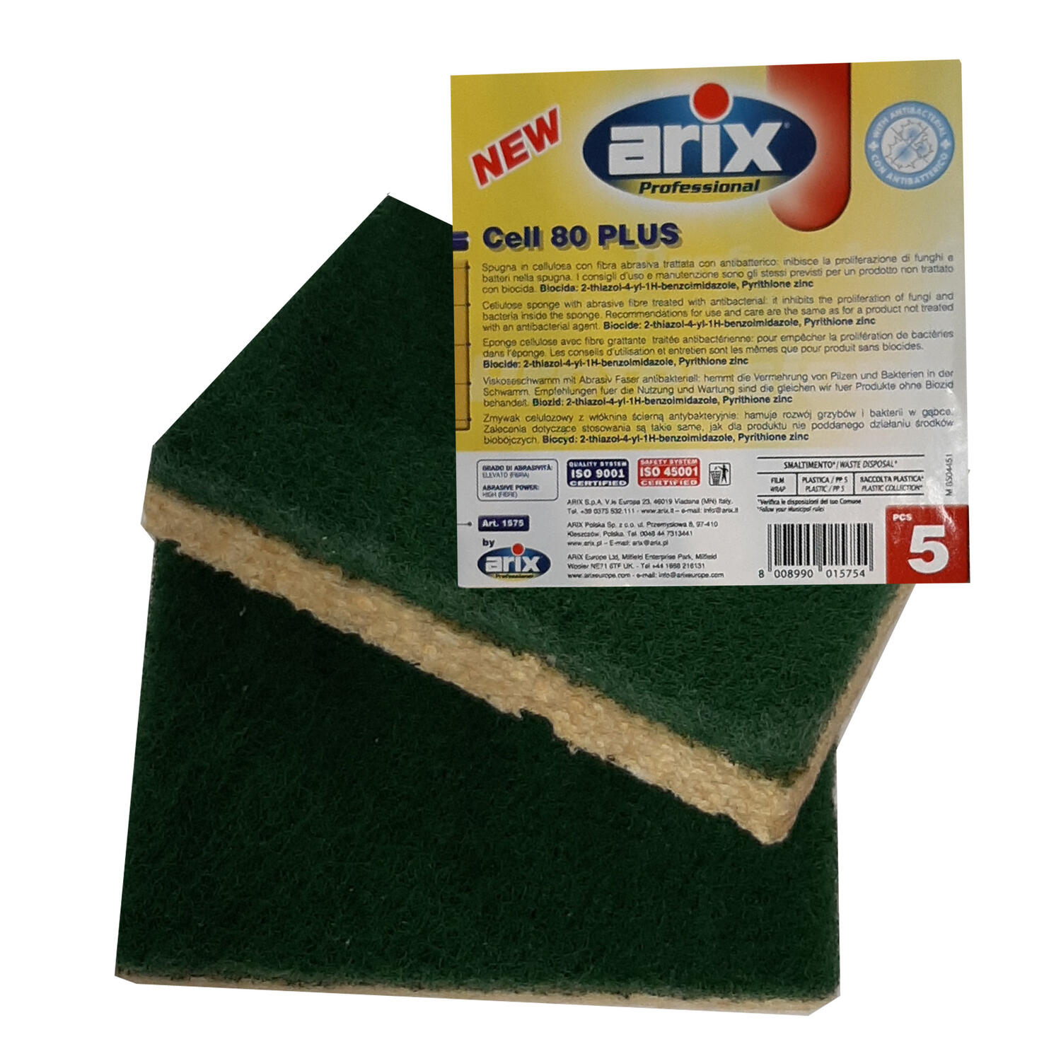Spugna Abrasiva Antibatterica Cell 80 Plus ARIX - conf. 5 pz