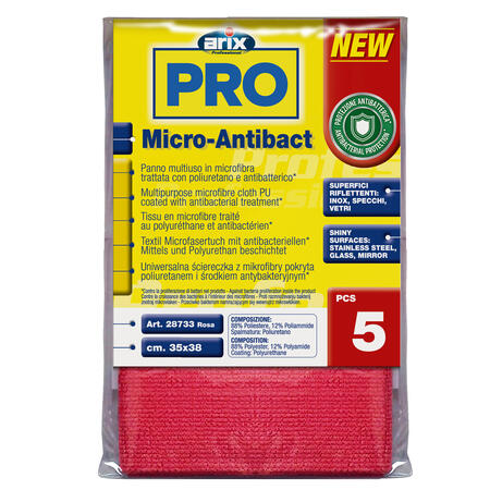 Panno Multiuso Micro-Antibact 35x38cm Rosa ARIX - conf. 5 pz