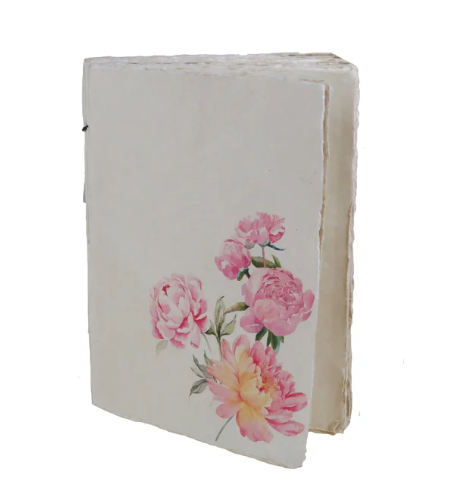 Notebook artigianale – Peonia - Taccuino in carta pergamena