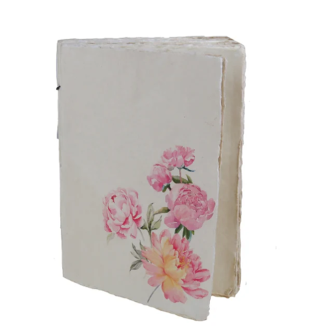 Notebook artigianale – Peonia - Taccuino in carta pergamena