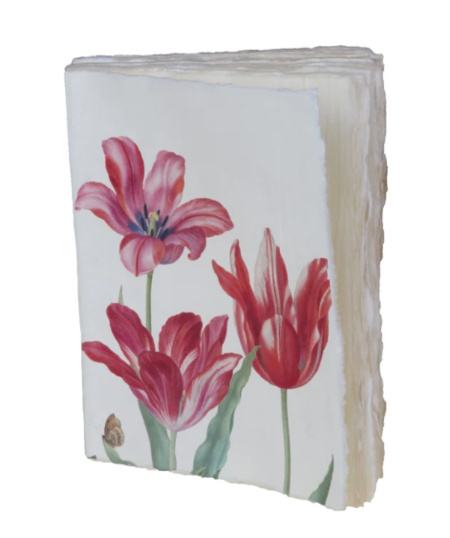 Notebook artigianale – “Tre tulipani” dal Florilegio di Nassau - Taccuino in carta pergamena