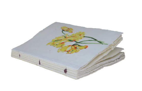 Notebook artigianale – Tulipano giallo - Taccuino in carta pergamena
