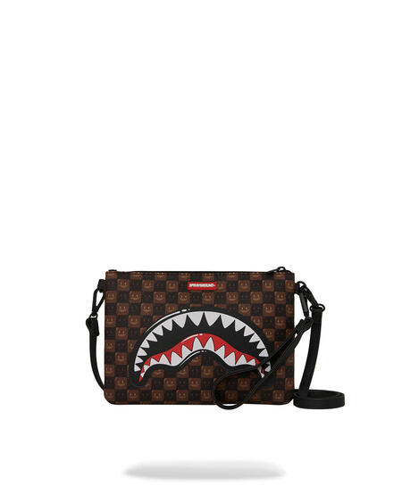 Sharks In Paris Wtf Bubble Brown Check Crossover Clutch