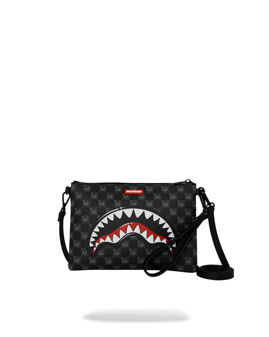 Sharks In Paris Wtf Bubbly Black Check Crossover Clutch