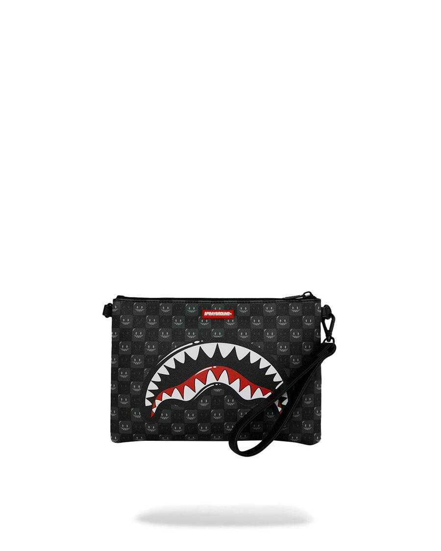 Sharks In Paris Wtf Bubbly Black Check Crossover Clutch