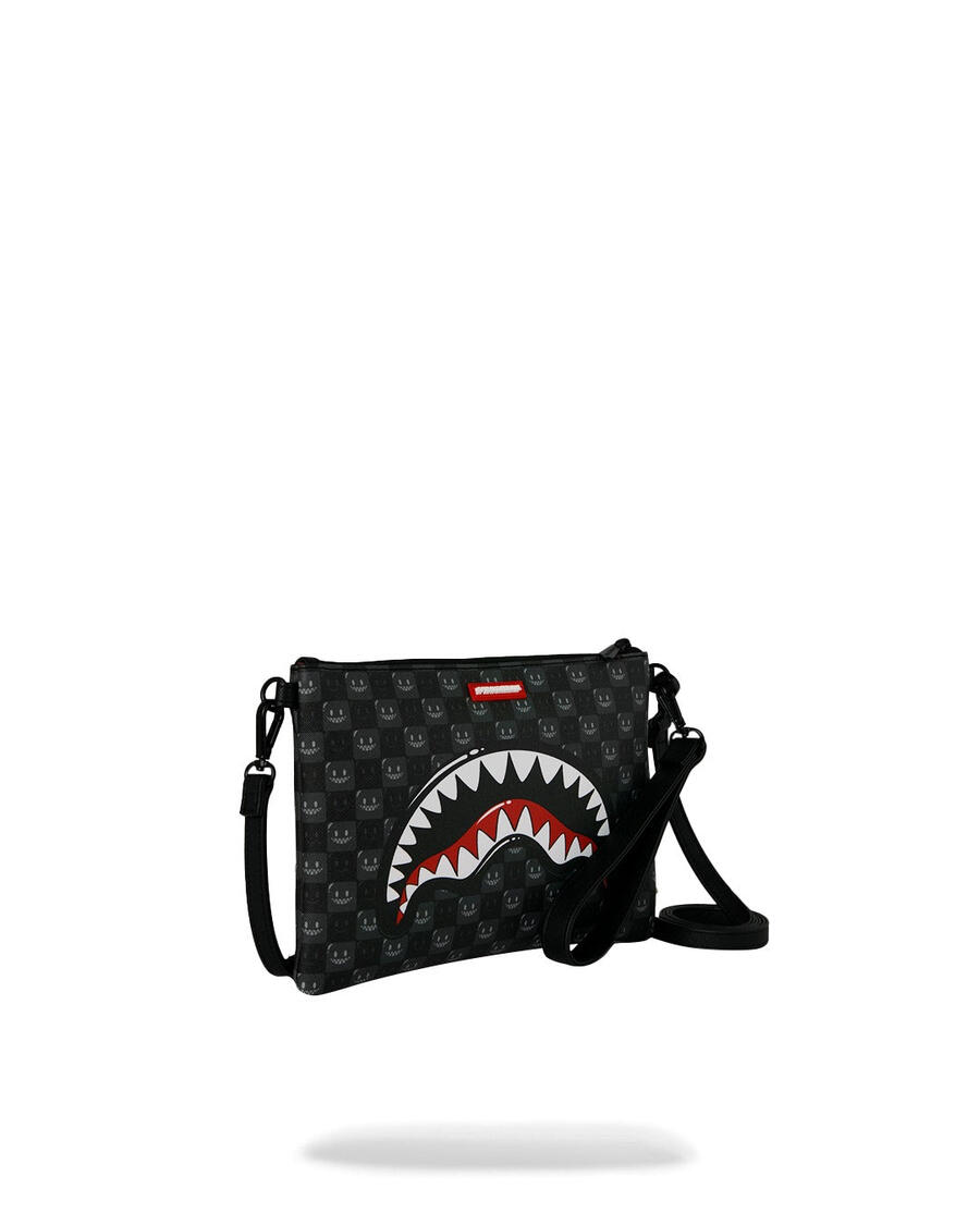 Sharks In Paris Wtf Bubbly Black Check Crossover Clutch