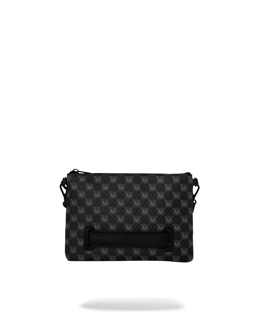Sharks In Paris Wtf Bubbly Black Check Crossover Clutch