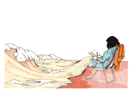 ANA JAREN STAMPA ARTISTICA  A3: Reading on the Beach