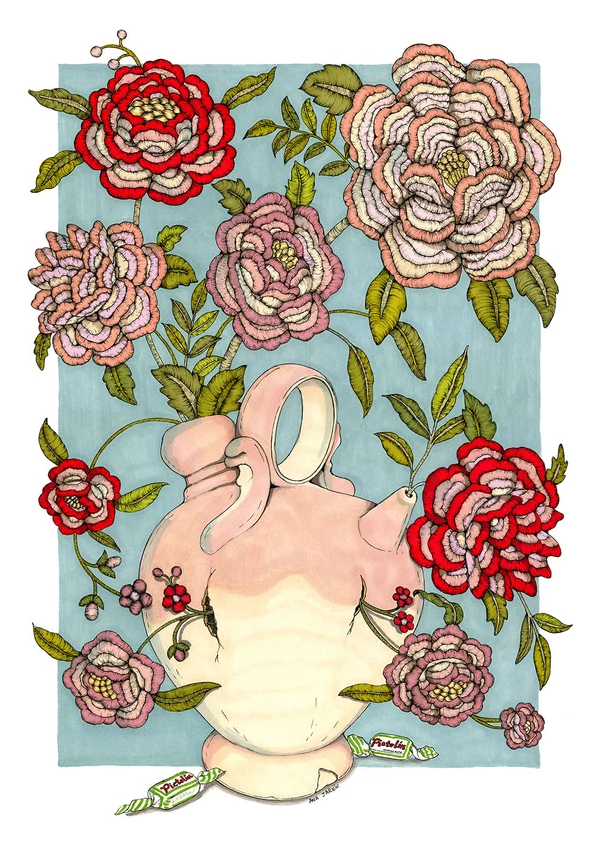 ANA JAREN STAMPA ARTISTICA  A4: Earthenware Drinking Jug