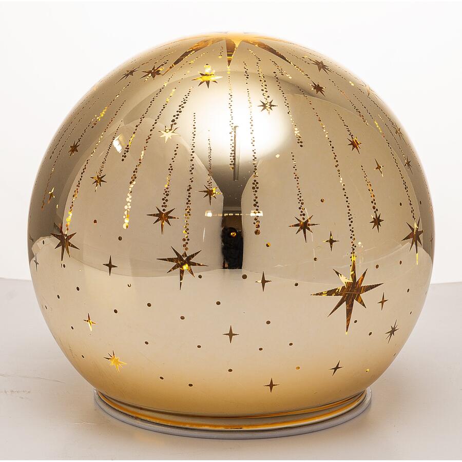 Palais Royal Palla di Vetro LED Oro con Stelle Cadenti 15 cm