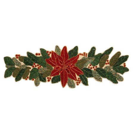 Palais Royal Runner Natalizio Poinsettia in Perline di Vetro e Acrilico 90x32 cm