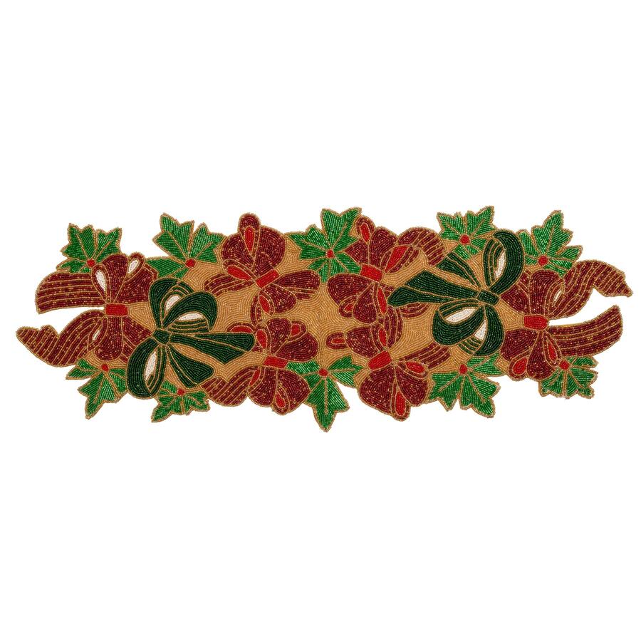 Palais Royal Runner Natalizio Fiocchi in Perline di Vetro e Acrilico 90x32 cm