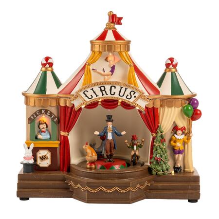 Palais Royal Carillon Circo di Natale in Resina con Musica, Luci e Movimento 26,5 cm