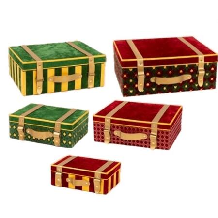 Palais Royal Set 5 Valigie Decorative Natalizie in Velluto 30-50 cm