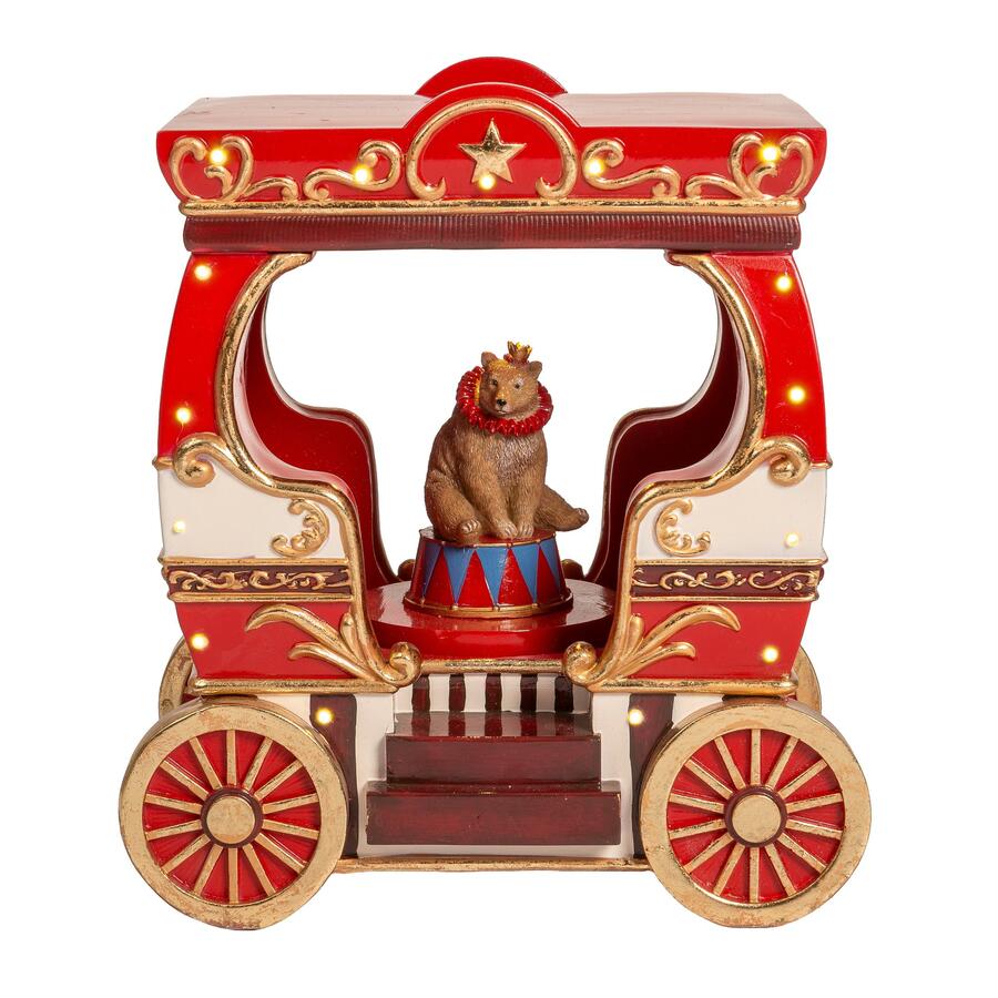 Palais Royal Carillon Vagone del Circo con Orso in Movimento e Luci 23,5x26,5 cm