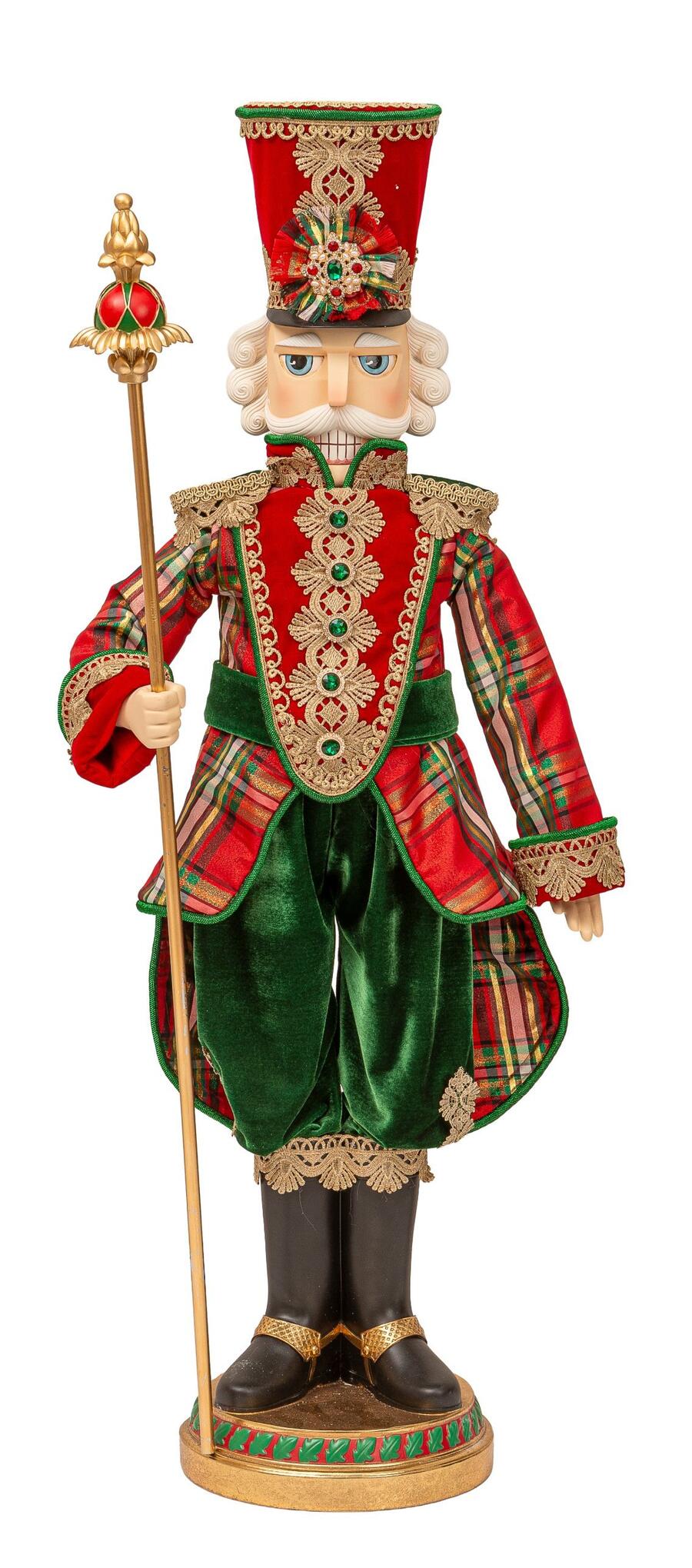 Palais Royal Figura Schiaccianoci in Tartan con Scettro 94 cm