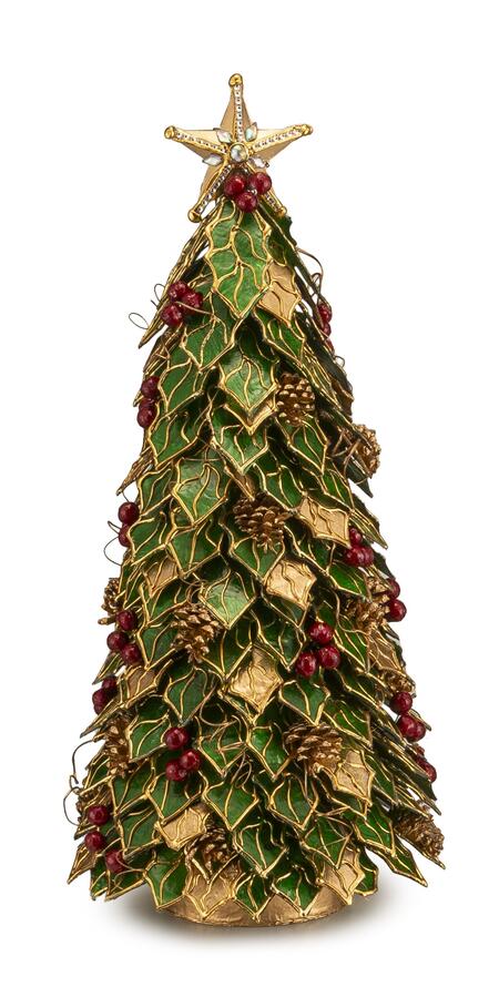 Palais Royal Alberello di Natale a Foglie di Agrifoglio Verde e Oro 61 cm