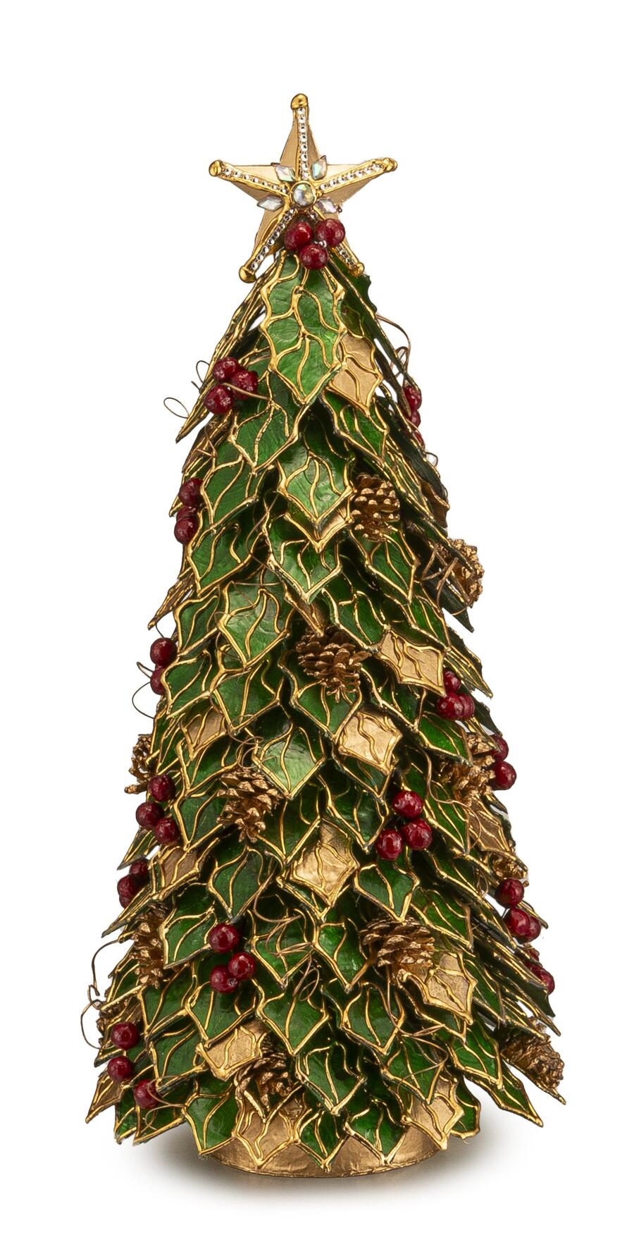 Palais Royal Alberello di Natale a Foglie di Agrifoglio Verde e Oro 61 cm