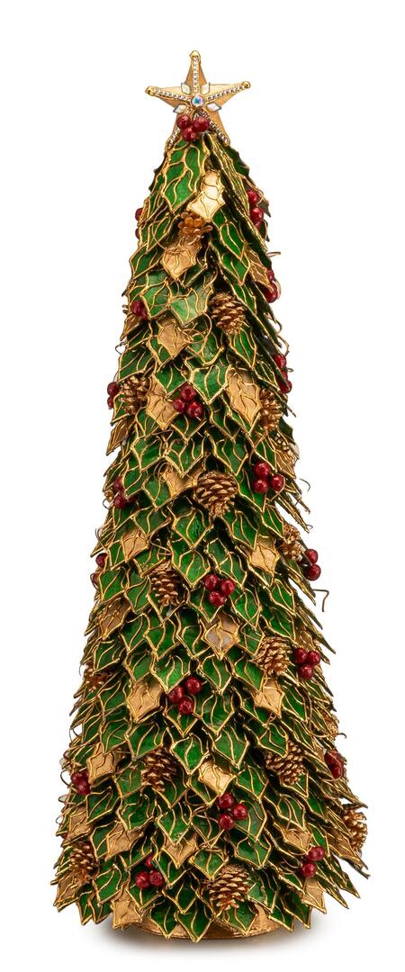 Palais Royal Alberello di Natale a Foglie di Agrifoglio Verde e Oro 92 cm
