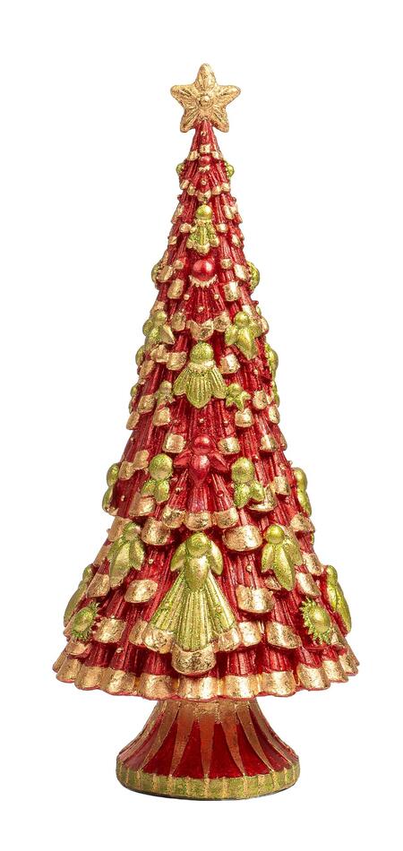 Palais Royal Alberello di Natale in Resina Rosso e Verde Citron 33 cm